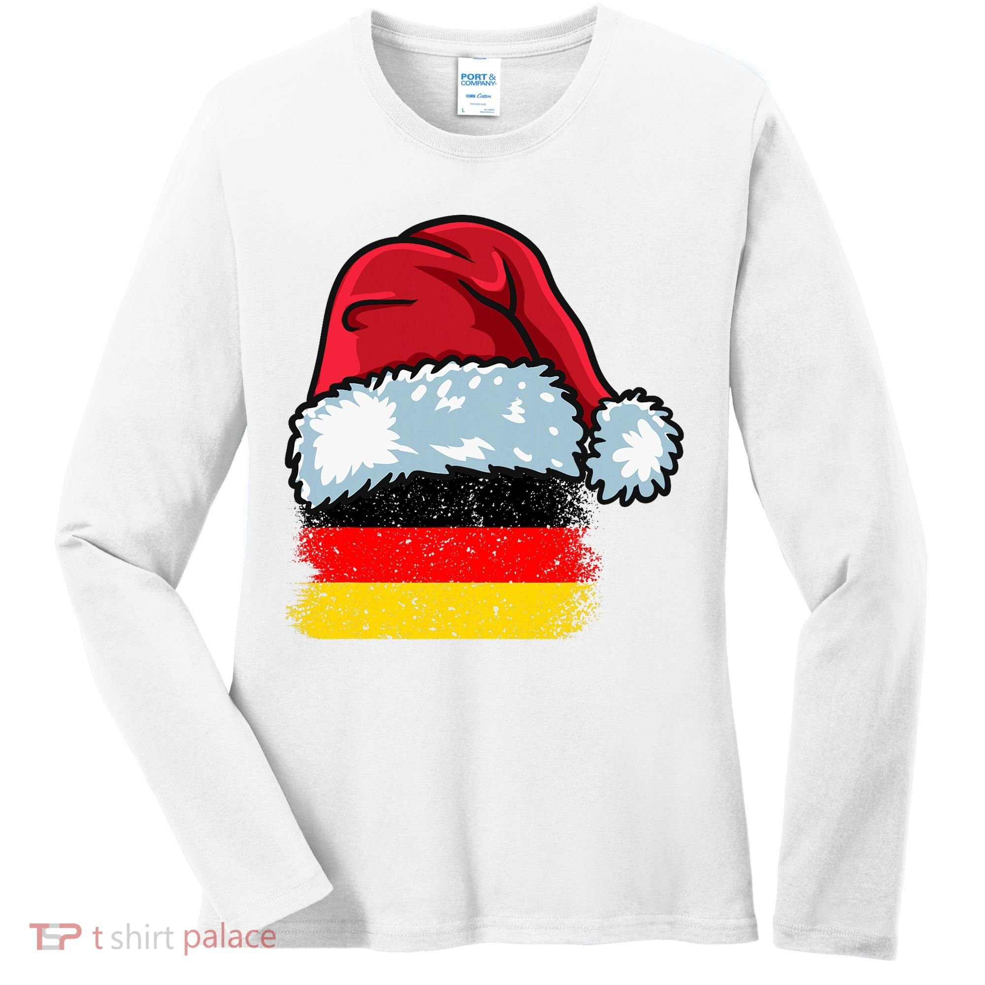 Funny Christmas Hat For Happy Germany Costume Women's Long Sleeve Shirt