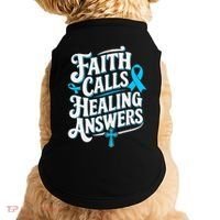 Faith Calls Healing Answers Prostate Cancer Awareness Doggie Tank thumb 0
