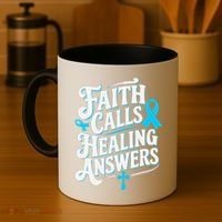 Faith Calls Healing Answers Prostate Cancer Awareness Coffee Mug thumb 4