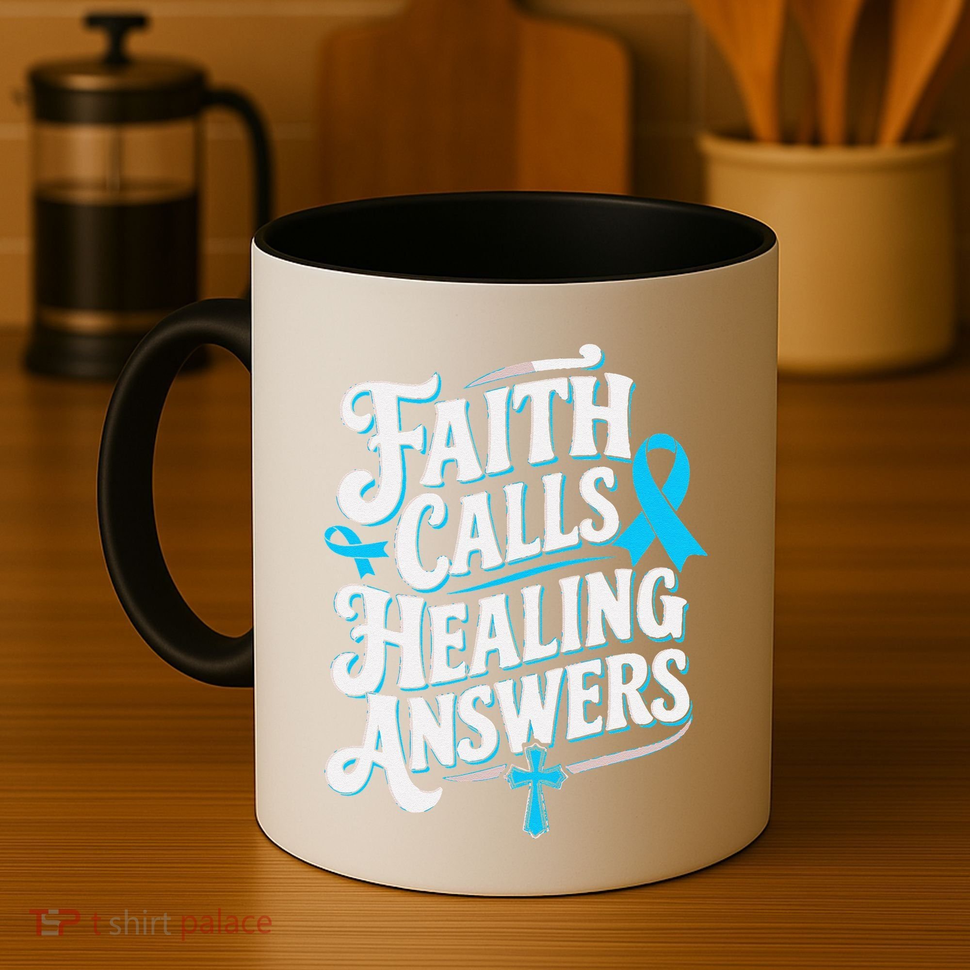 Faith Calls Healing Answers Prostate Cancer Awareness Coffee Mug