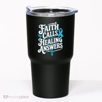 Faith Calls Healing Answers Prostate Cancer Awareness Tumbler thumb 0