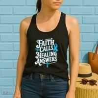 Faith Calls Healing Answers Prostate Cancer Awareness Women's Tank Top thumb 2