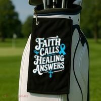 Faith Calls Healing Answers Prostate Cancer Awareness Golf Towel thumb 2