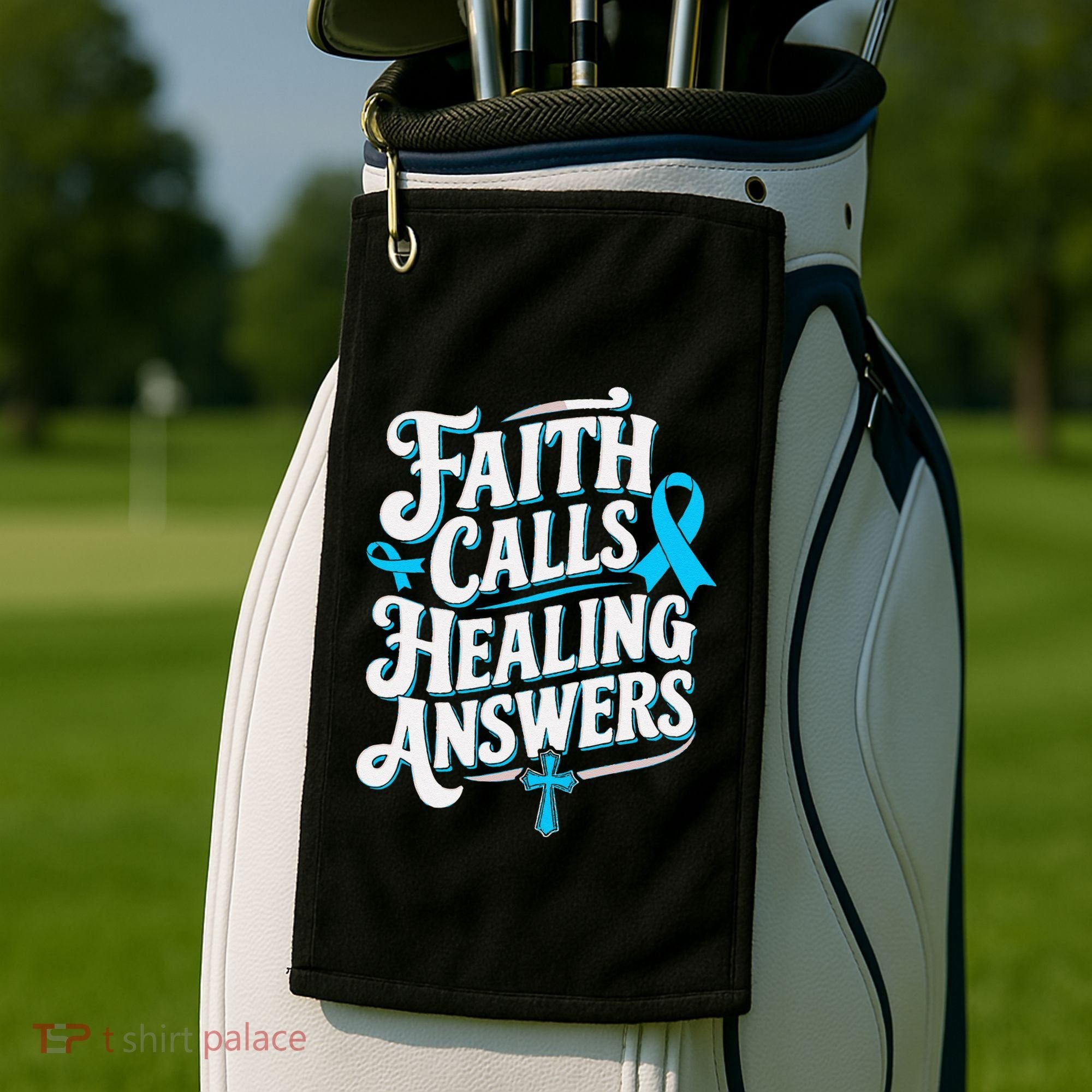 Faith Calls Healing Answers Prostate Cancer Awareness Golf Towel