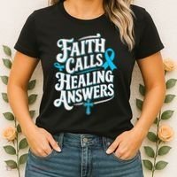 Faith Calls Healing Answers Prostate Cancer Awareness Women's T-Shirt thumb 2