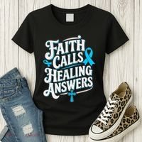 Faith Calls Healing Answers Prostate Cancer Awareness Women's T-Shirt thumb 3