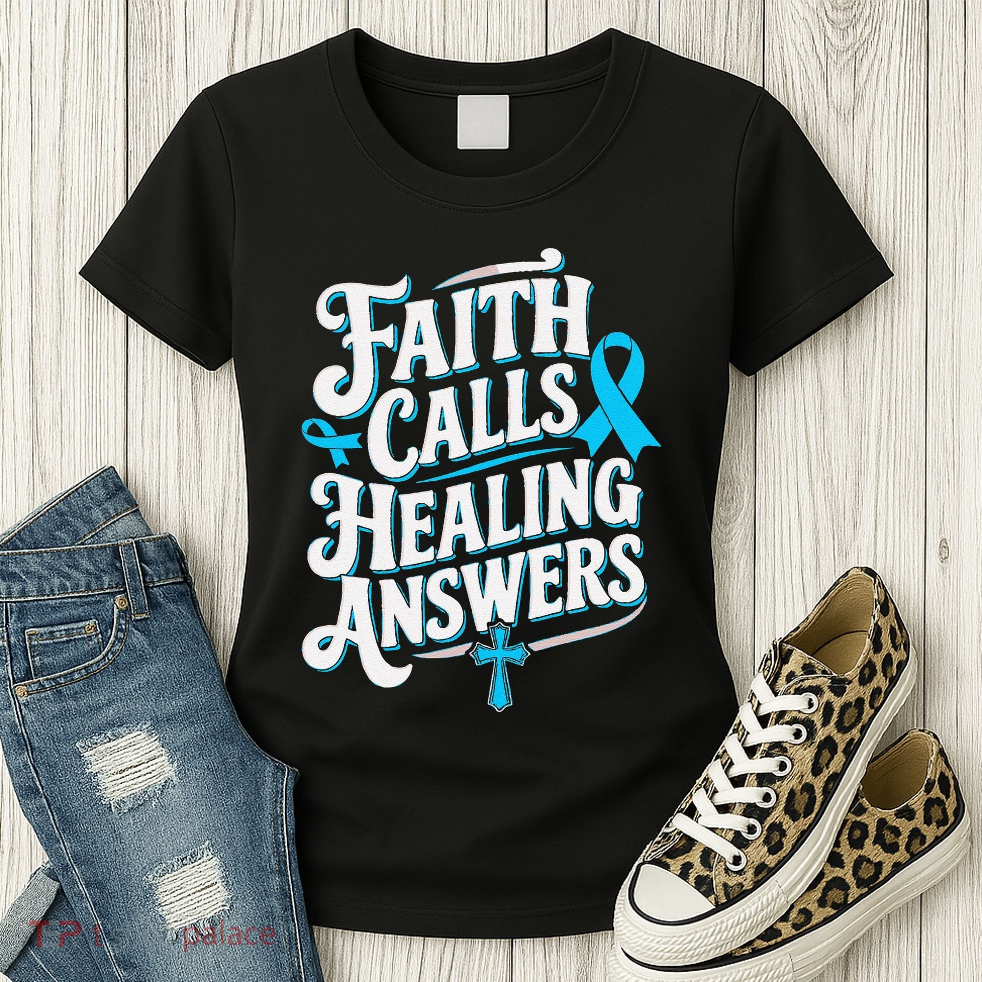 Faith Calls Healing Answers Prostate Cancer Awareness Women's T-Shirt
