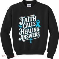 Faith Calls Healing Answers Prostate Cancer Awareness Kids Sweatshirt thumb 0