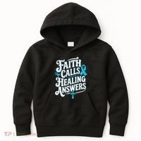 Faith Calls Healing Answers Prostate Cancer Awareness Kids Hoodie thumb 0