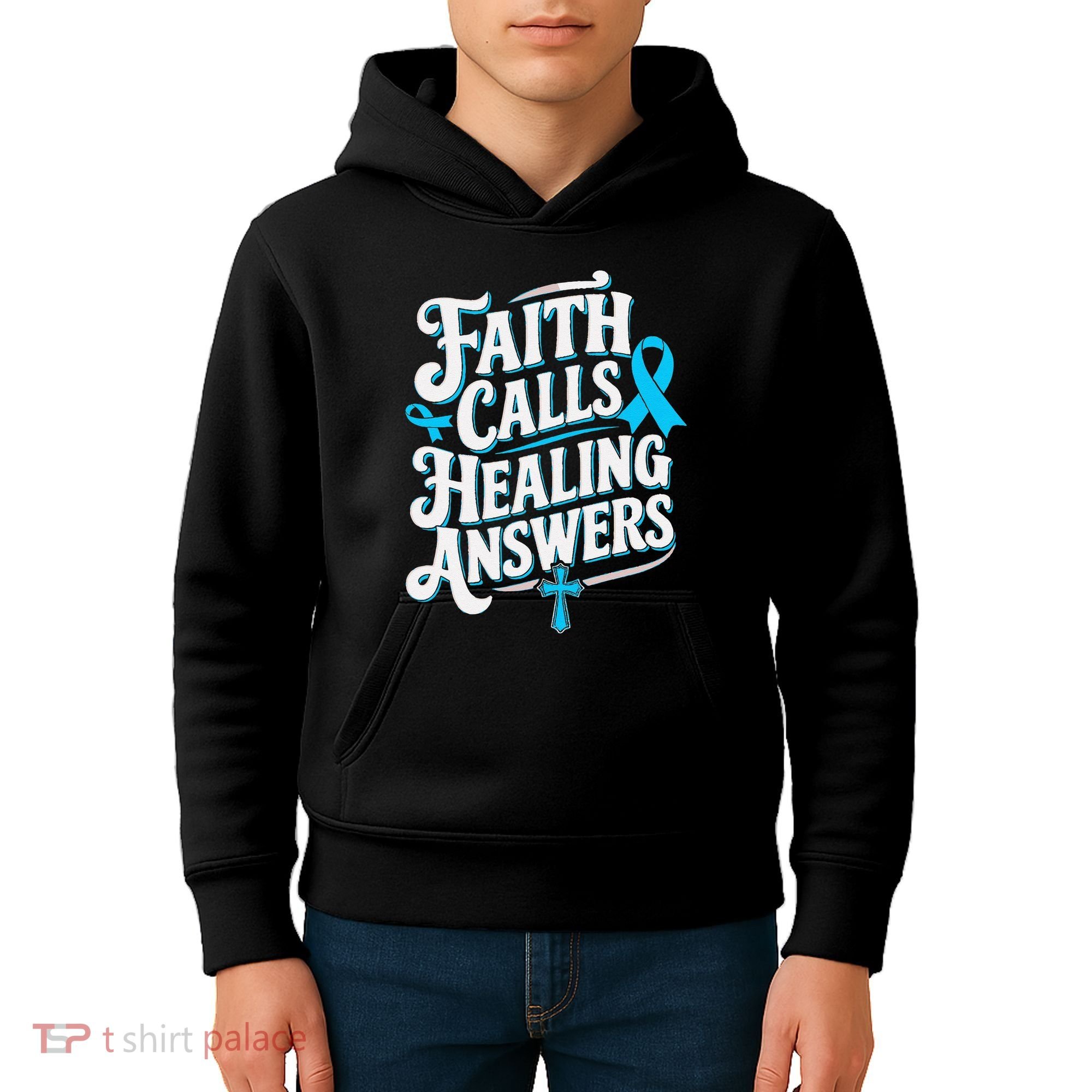 Faith Calls Healing Answers Prostate Cancer Awareness Kids Hoodie