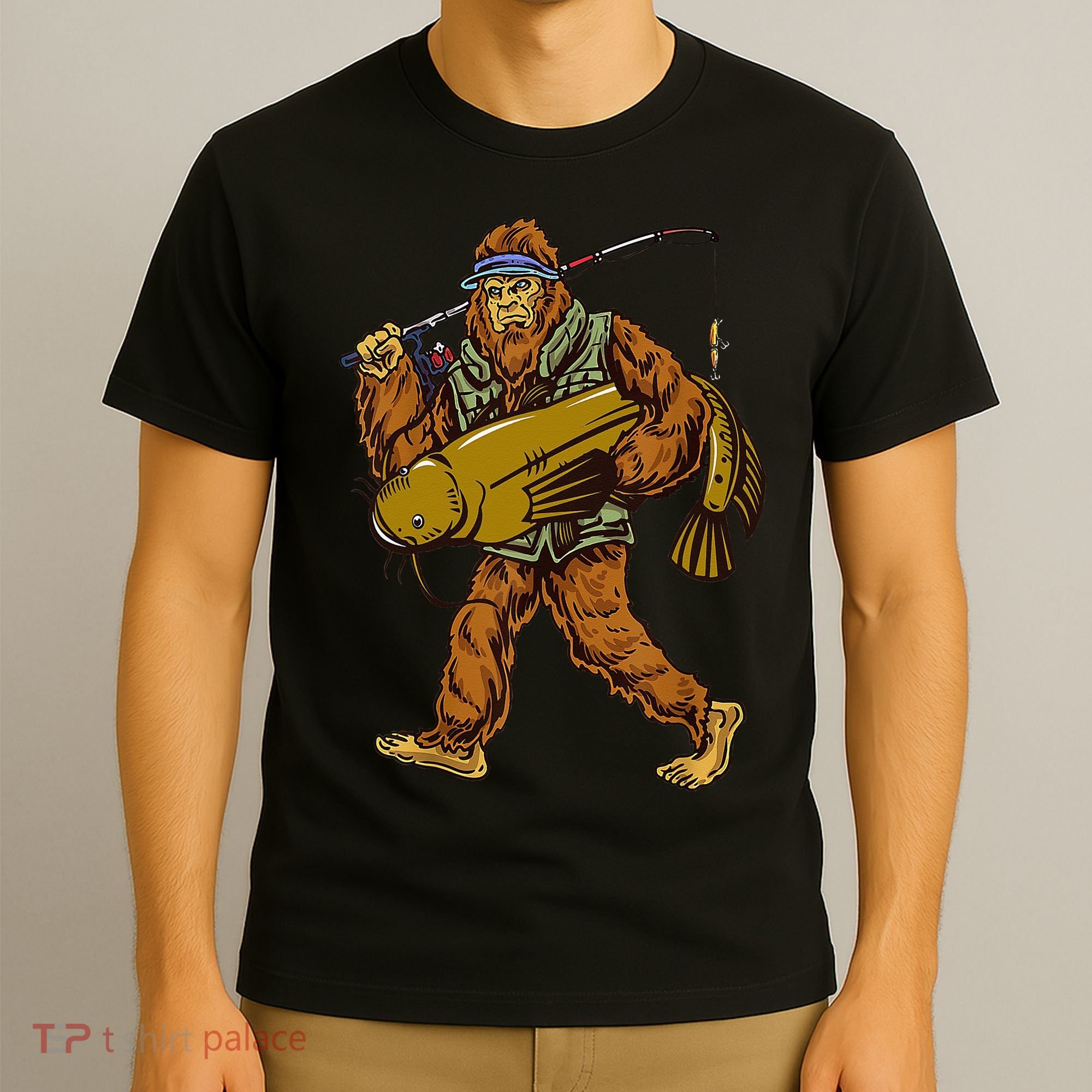 Fishing Catfish Hunting Bigfoot Sasquatch Fishermen T-Shirt