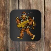 Fishing Catfish Hunting Bigfoot Sasquatch Fishermen Coaster thumb 0