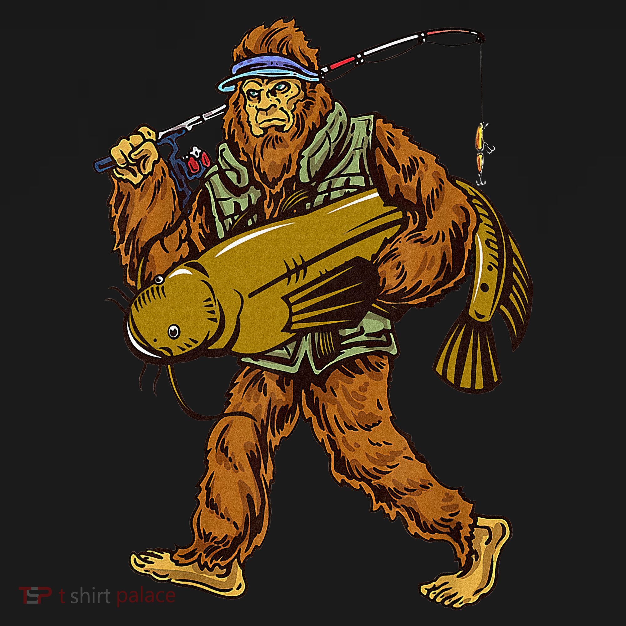 Fishing Catfish Hunting Bigfoot Sasquatch Fishermen Mousepad