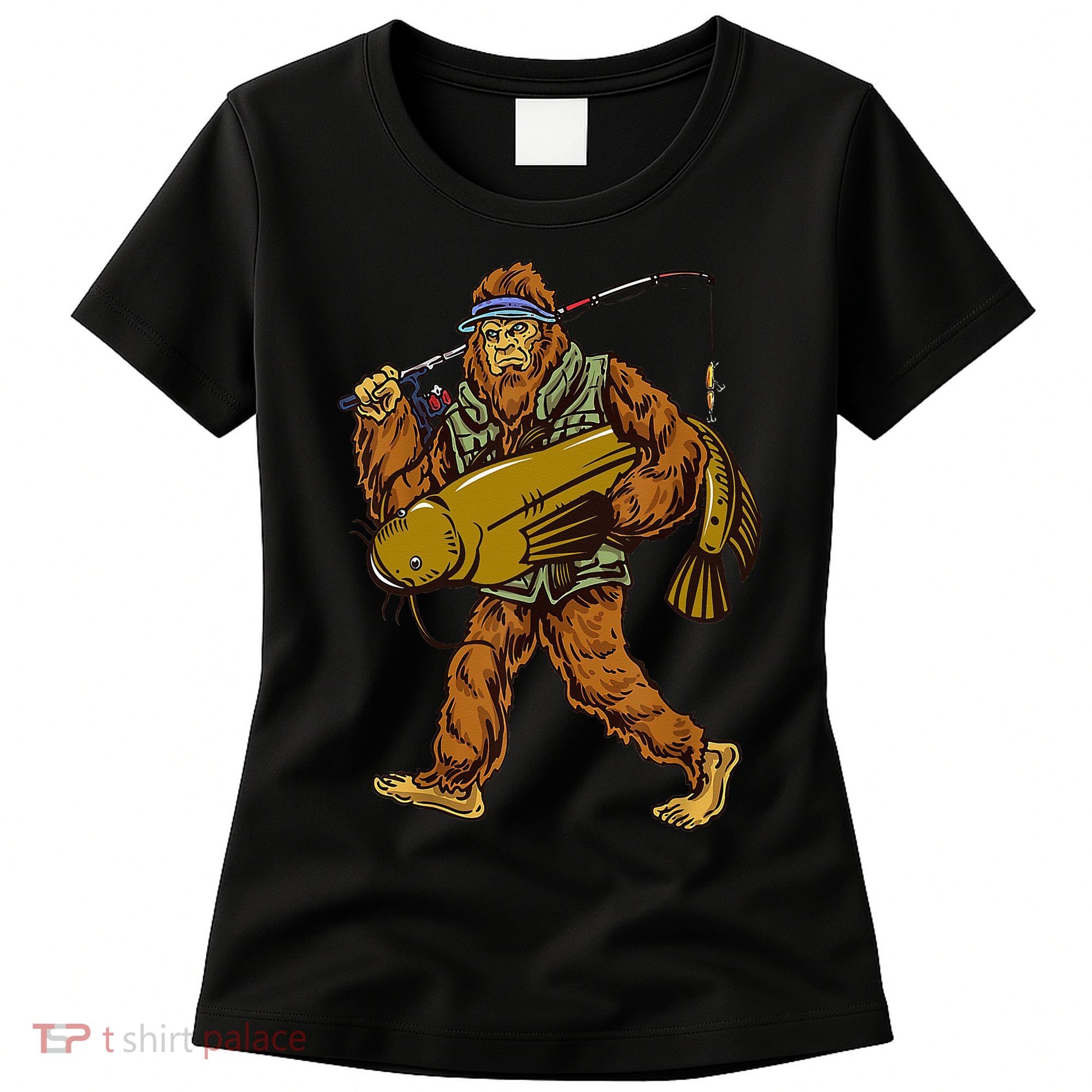 Fishing Catfish Hunting Bigfoot Sasquatch Fishermen Women's T-Shirt