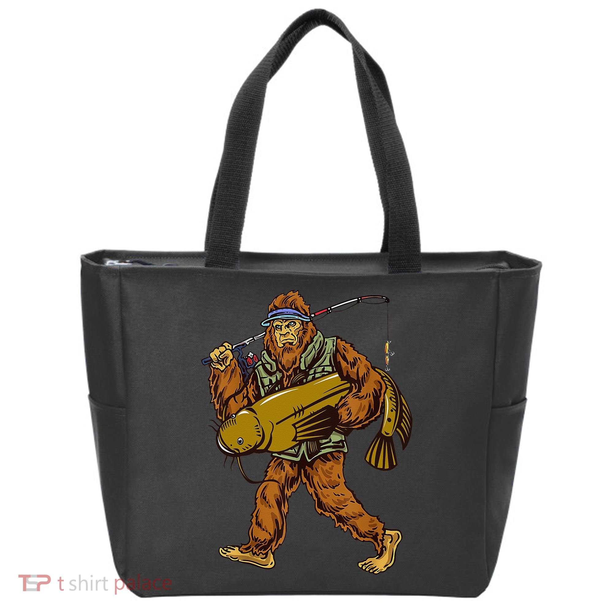 Fishing Catfish Hunting Bigfoot Sasquatch Fishermen Tote Bag