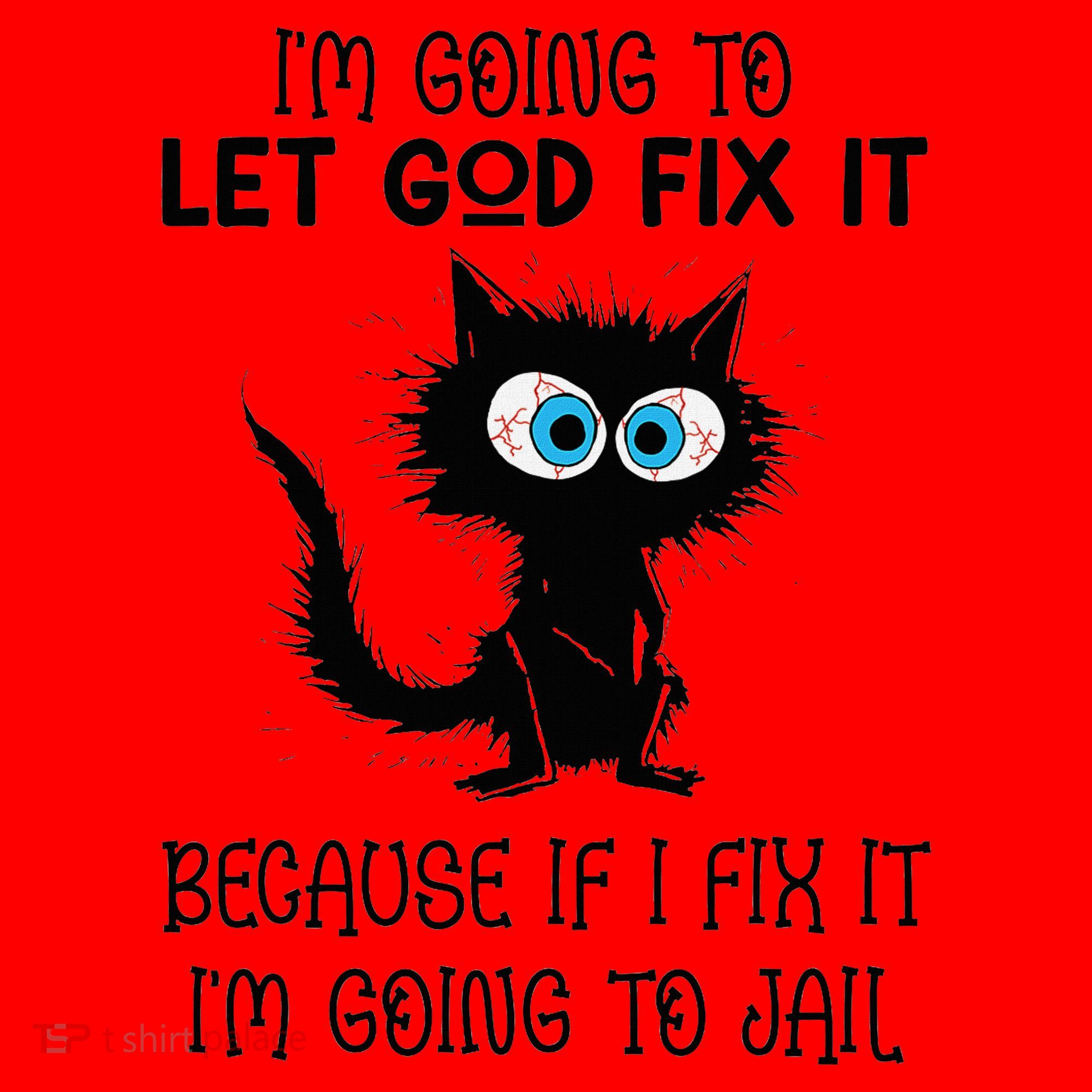 Funny Cat IM Going To Let God Fix It Santa Hat