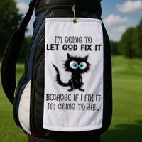Funny Cat IM Going To Let God Fix It Golf Towel thumb 2