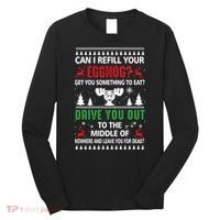Funny Can I Refill Your Eggnog? Ugly Christmas Sweater Christmas Vacation Quote Long Sleeve Shirt thumb 0
