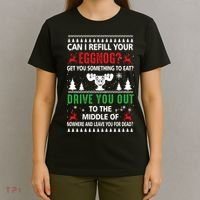 Funny Can I Refill Your Eggnog? Ugly Christmas Sweater Christmas Vacation Quote T-Shirt thumb 4