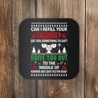 Funny Can I Refill Your Eggnog? Ugly Christmas Sweater Christmas Vacation Quote Coaster thumb 0