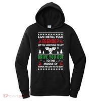 Funny Can I Refill Your Eggnog? Ugly Christmas Sweater Christmas Vacation Quote Women's Hoodie thumb 0