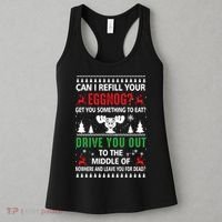 Funny Can I Refill Your Eggnog? Ugly Christmas Sweater Christmas Vacation Quote Women's Tank Top thumb 3