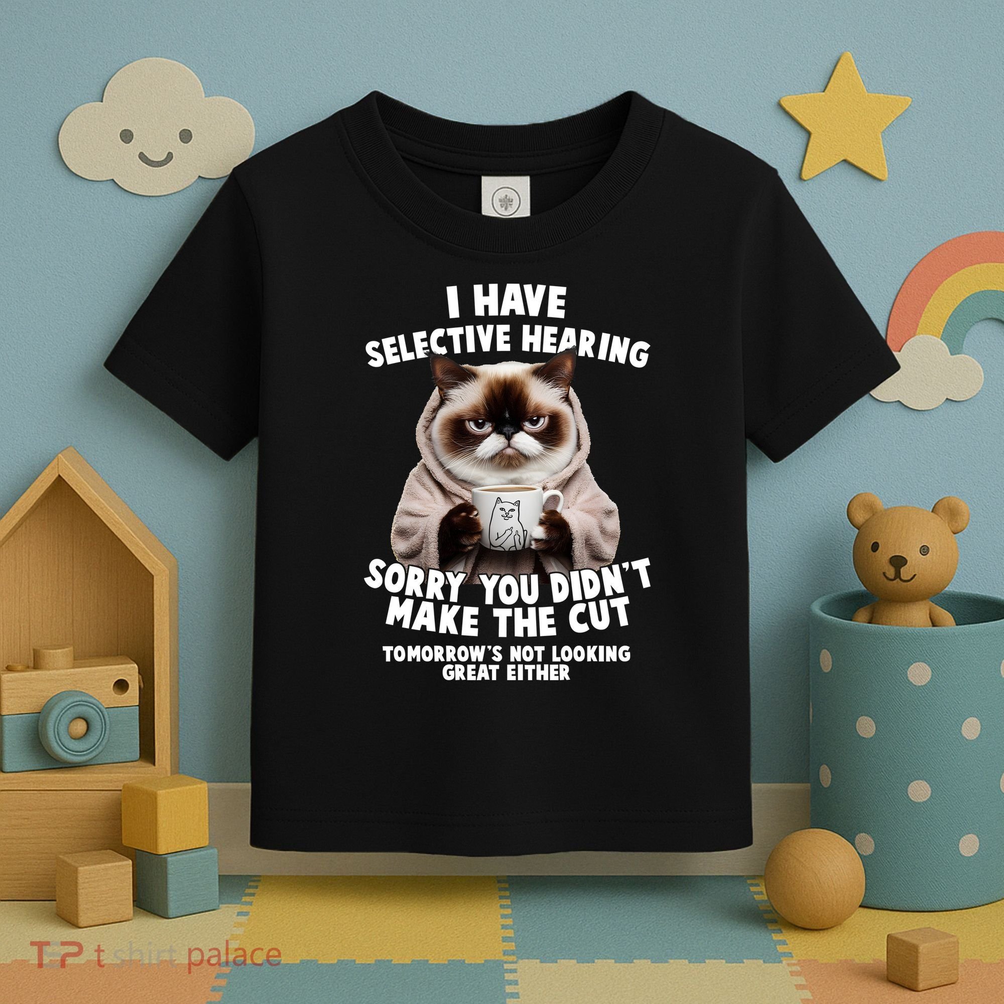 Funny Cat I Have Selective Hearing Sorry You Didn't Make The Cut  Toddler T-Shirt