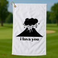 Funny Cute I Lava You Volcano Golf Towel thumb 1