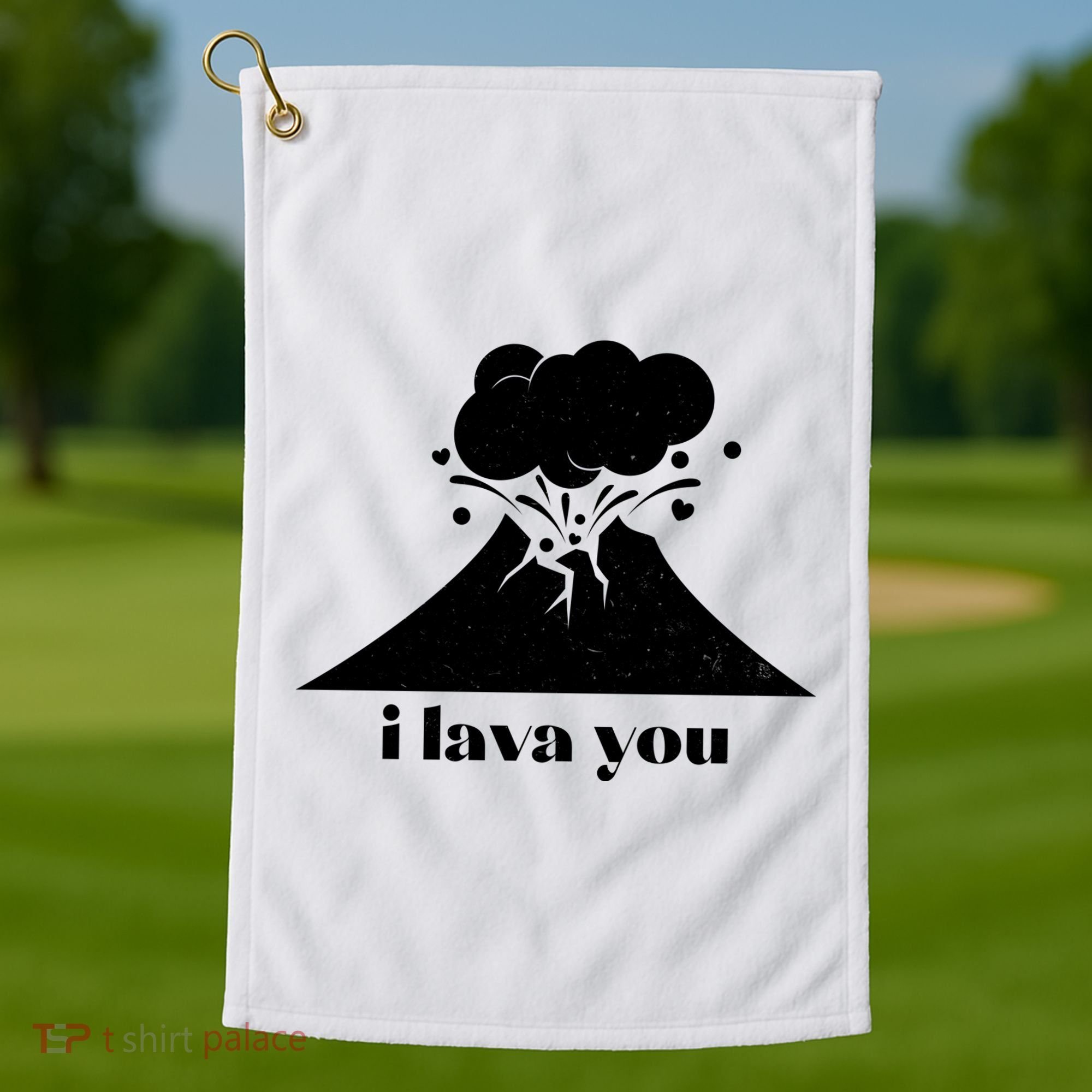 Funny Cute I Lava You Volcano Golf Towel