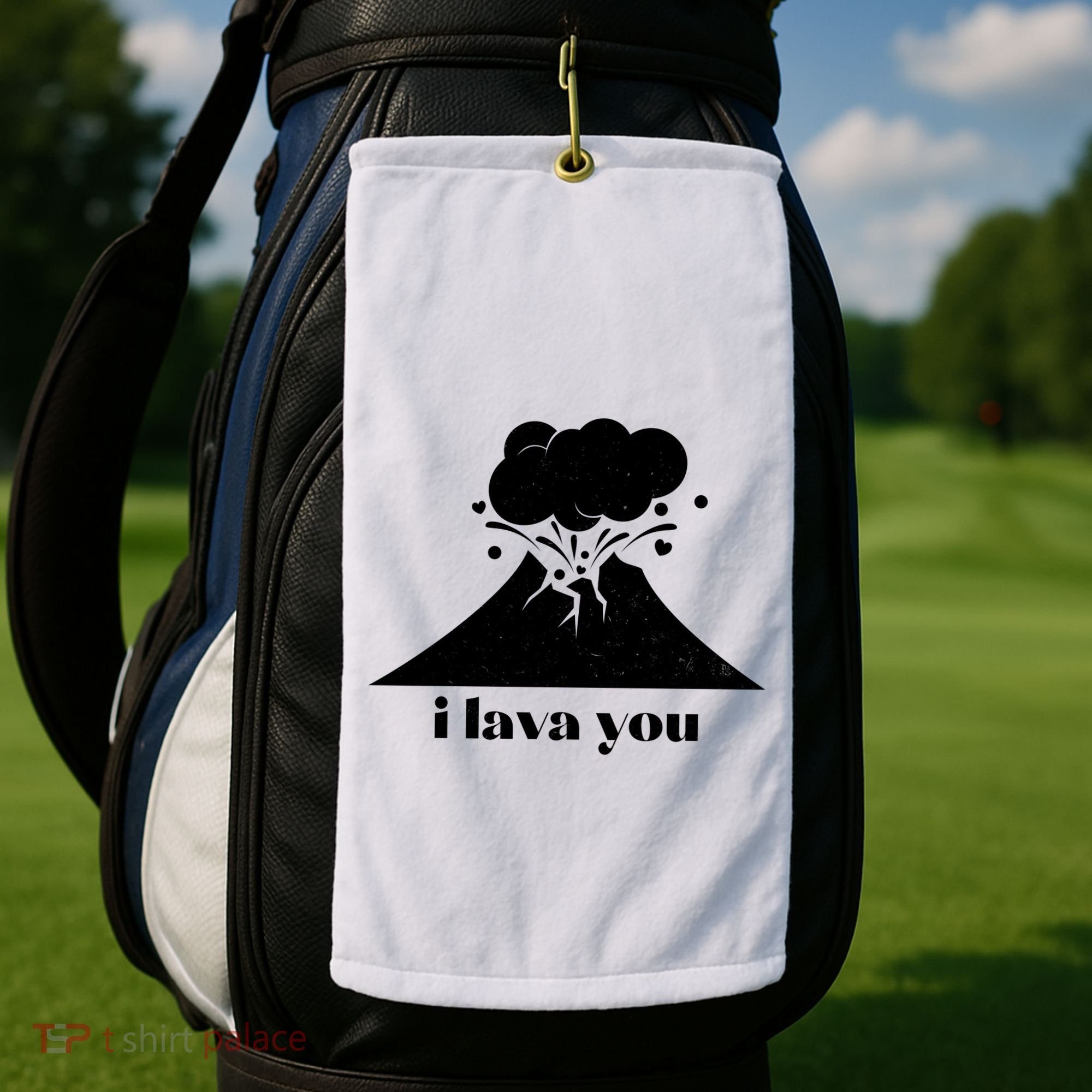 Funny Cute I Lava You Volcano Golf Towel