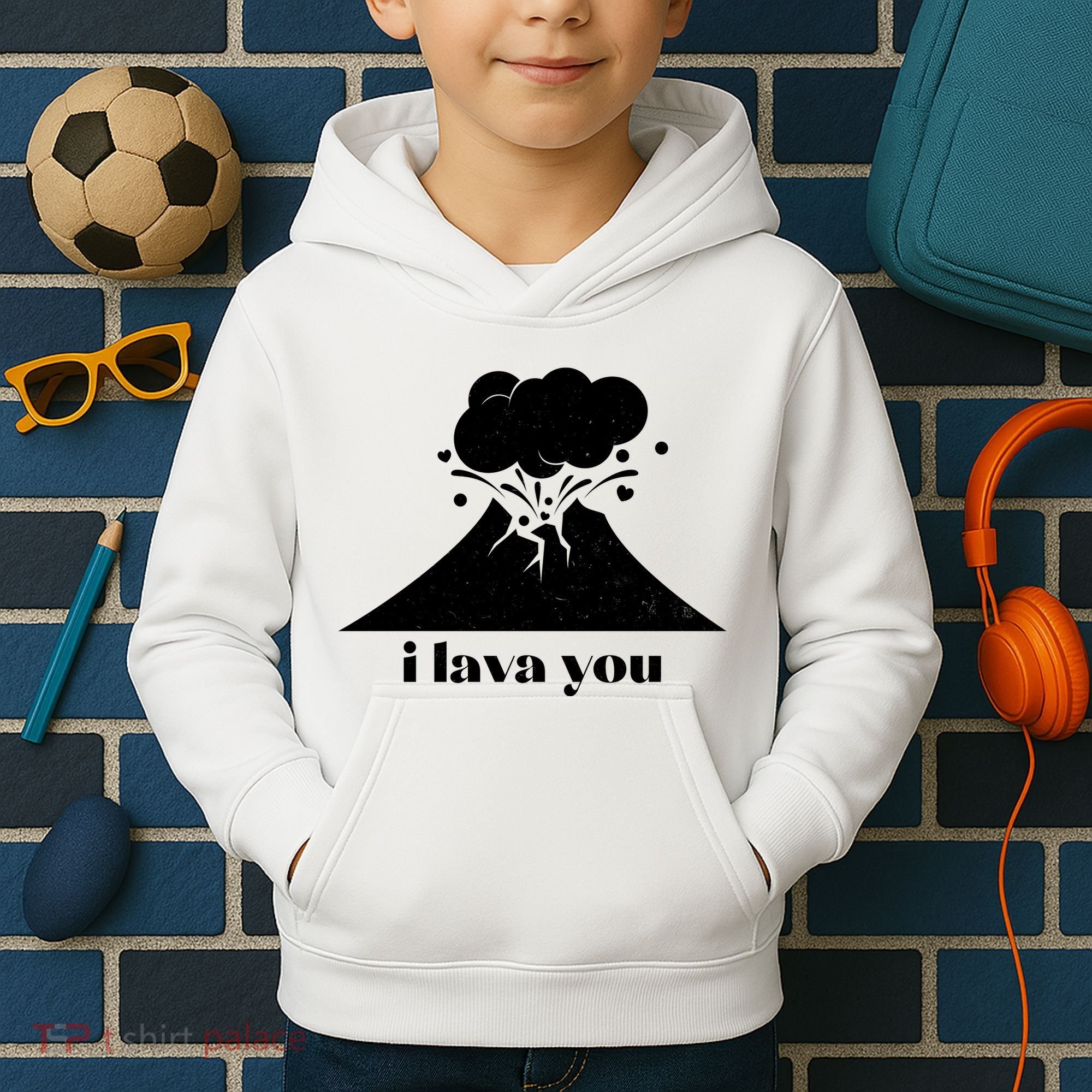 Funny Cute I Lava You Volcano Kids Hoodie