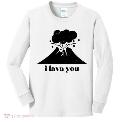 Funny Cute I Lava You Volcano Kids Long Sleeve Shirt