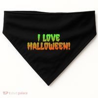 Funny Creepy I Love Halloween USA-Made Doggie Bandana thumb 0