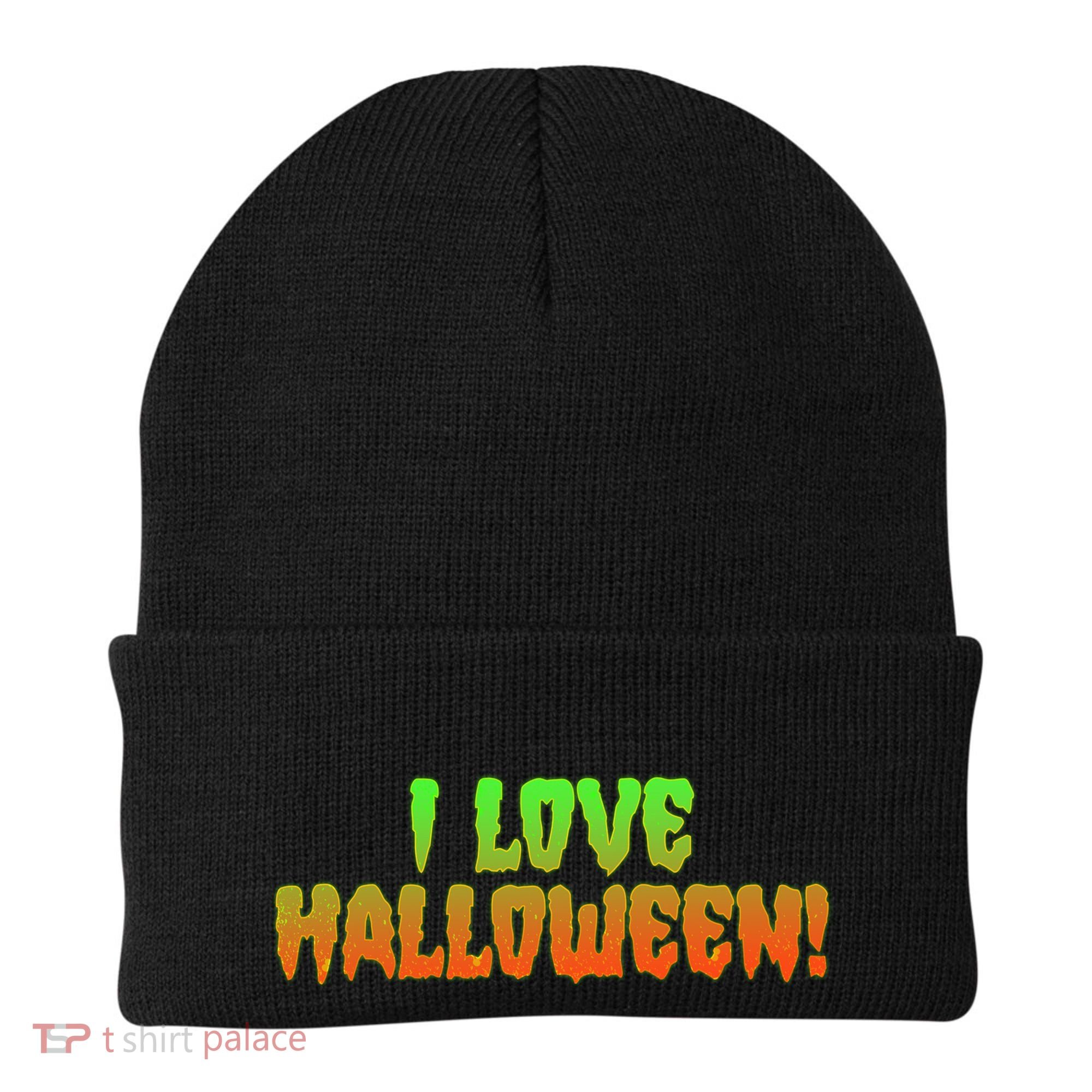Funny Creepy I Love Halloween Beanie