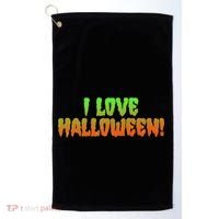 Funny Creepy I Love Halloween Golf Towel thumb 0