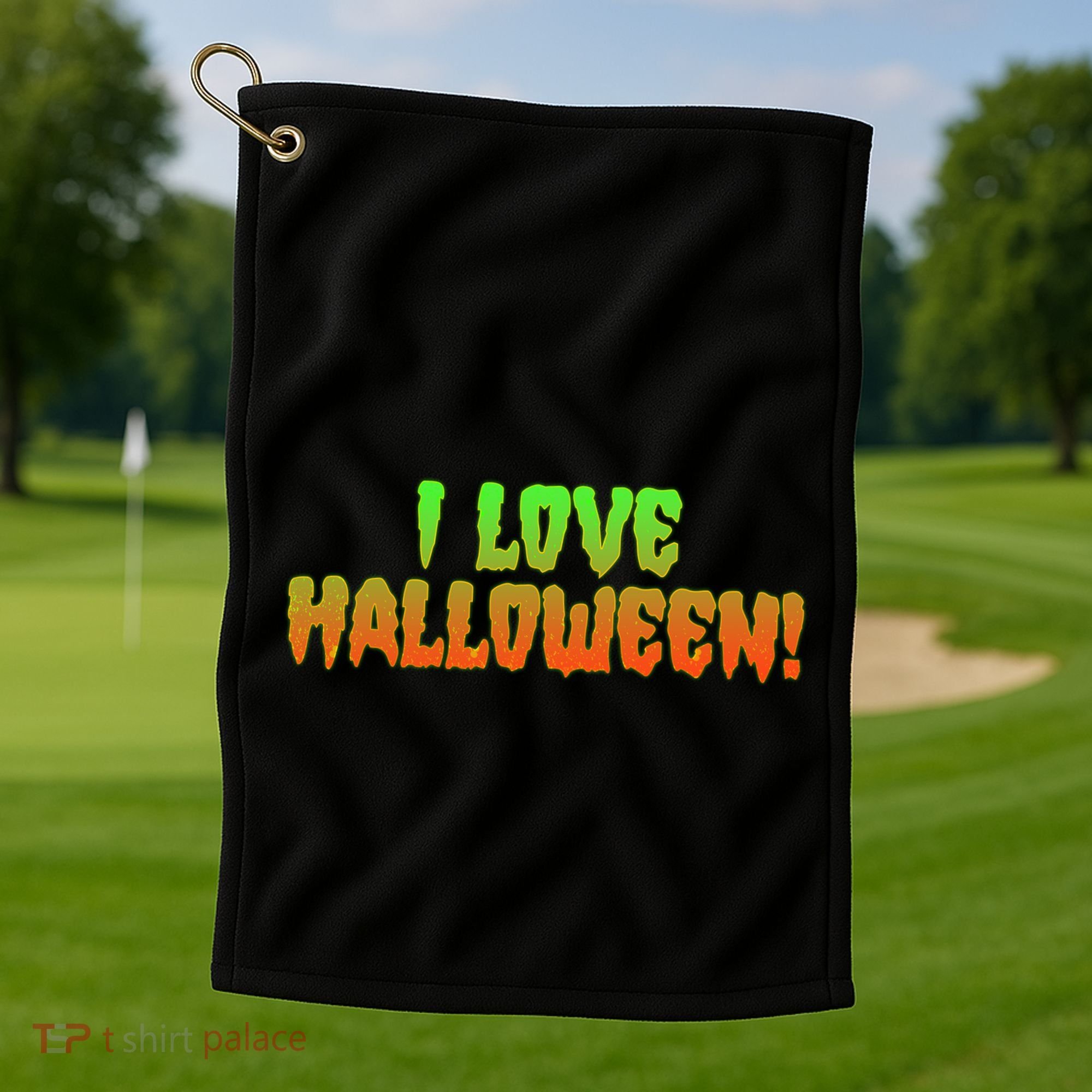 Funny Creepy I Love Halloween Golf Towel