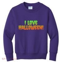 Funny Creepy I Love Halloween Kids Sweatshirt thumb 0