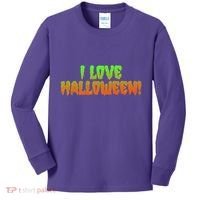 Funny Creepy I Love Halloween Kids Long Sleeve Shirt thumb 0