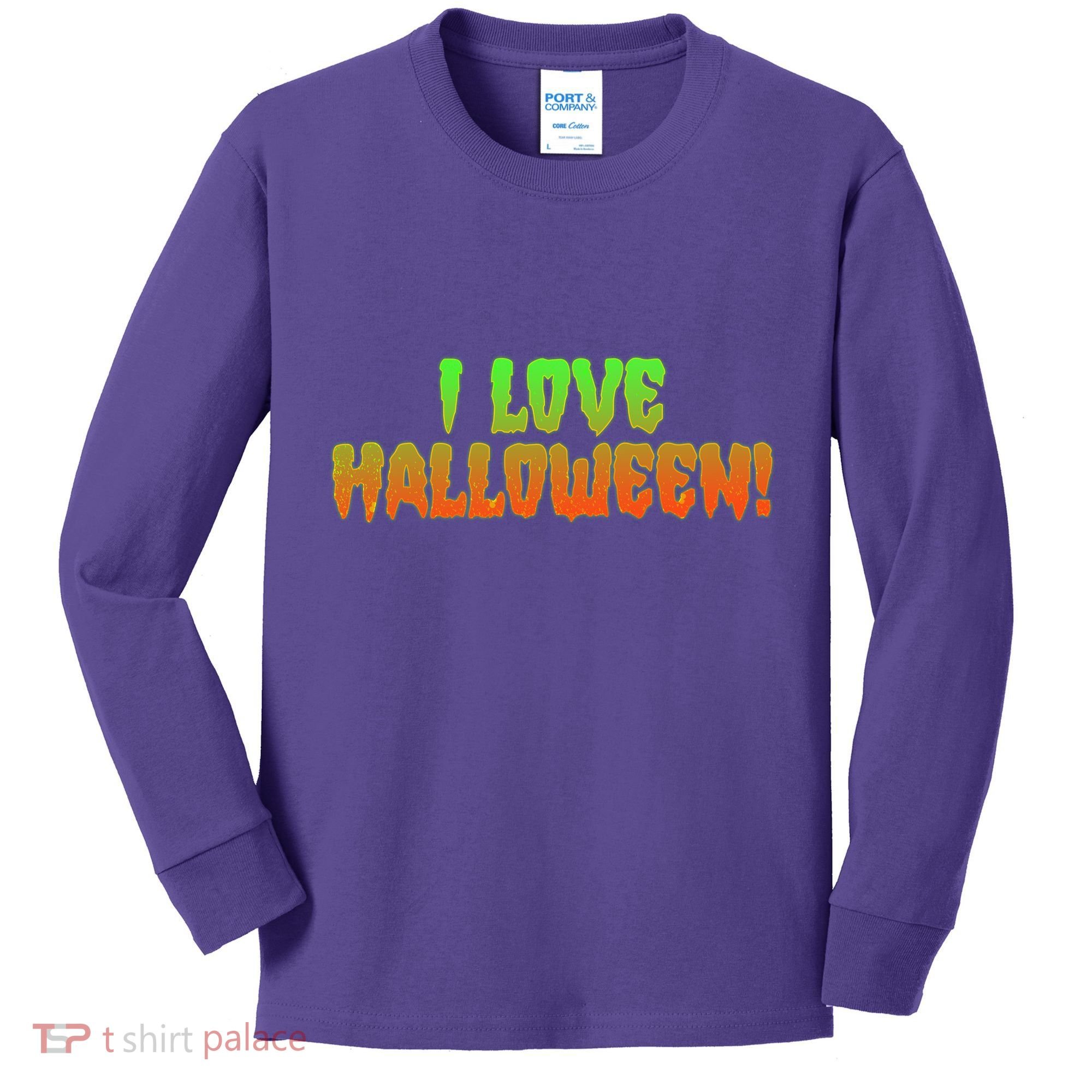 Funny Creepy I Love Halloween Kids Long Sleeve Shirt