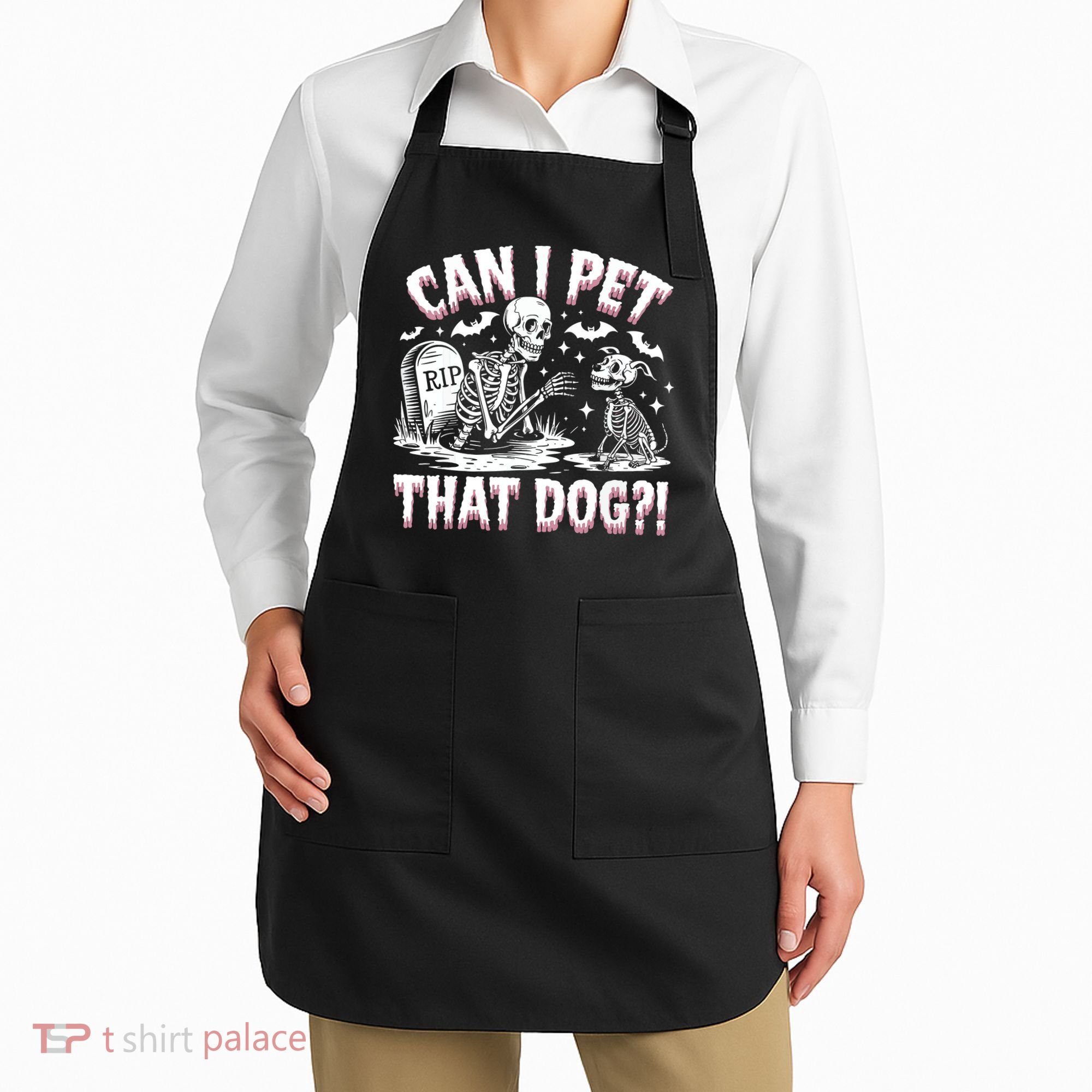 Funny Can I Pet This Dog Skeleton Halloween Dog Skeleton Apron