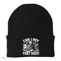 Funny Can I Pet This Dog Skeleton Halloween Dog Skeleton Beanie thumb 0