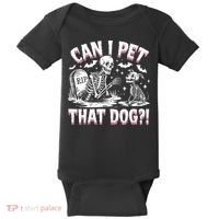 Funny Can I Pet This Dog Skeleton Halloween Dog Skeleton Baby Bodysuit thumb 0