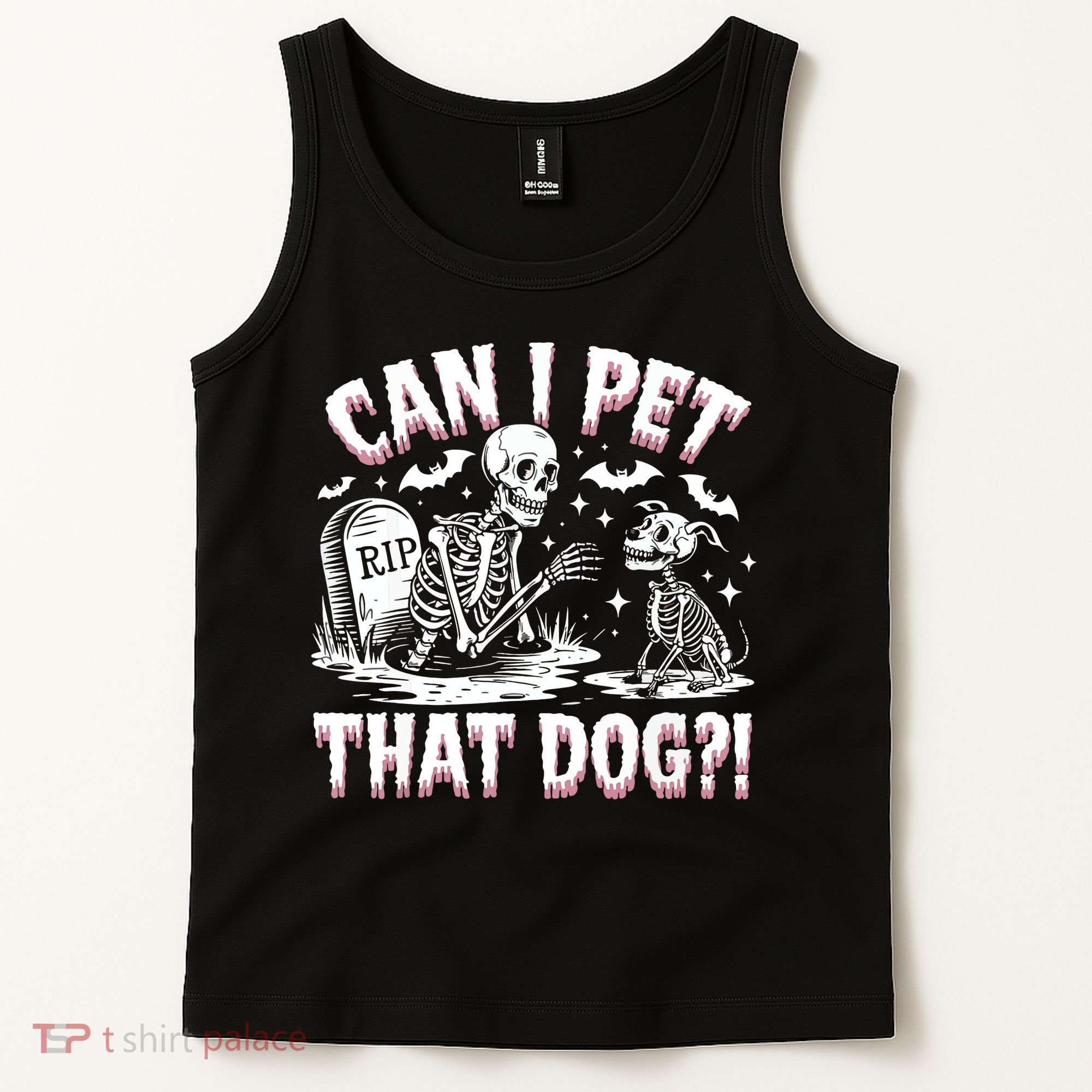 Funny Can I Pet This Dog Skeleton Halloween Dog Skeleton Tank Top