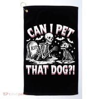 Funny Can I Pet This Dog Skeleton Halloween Dog Skeleton Golf Towel thumb 0