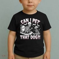 Funny Can I Pet This Dog Skeleton Halloween Dog Skeleton Toddler T-Shirt thumb 2