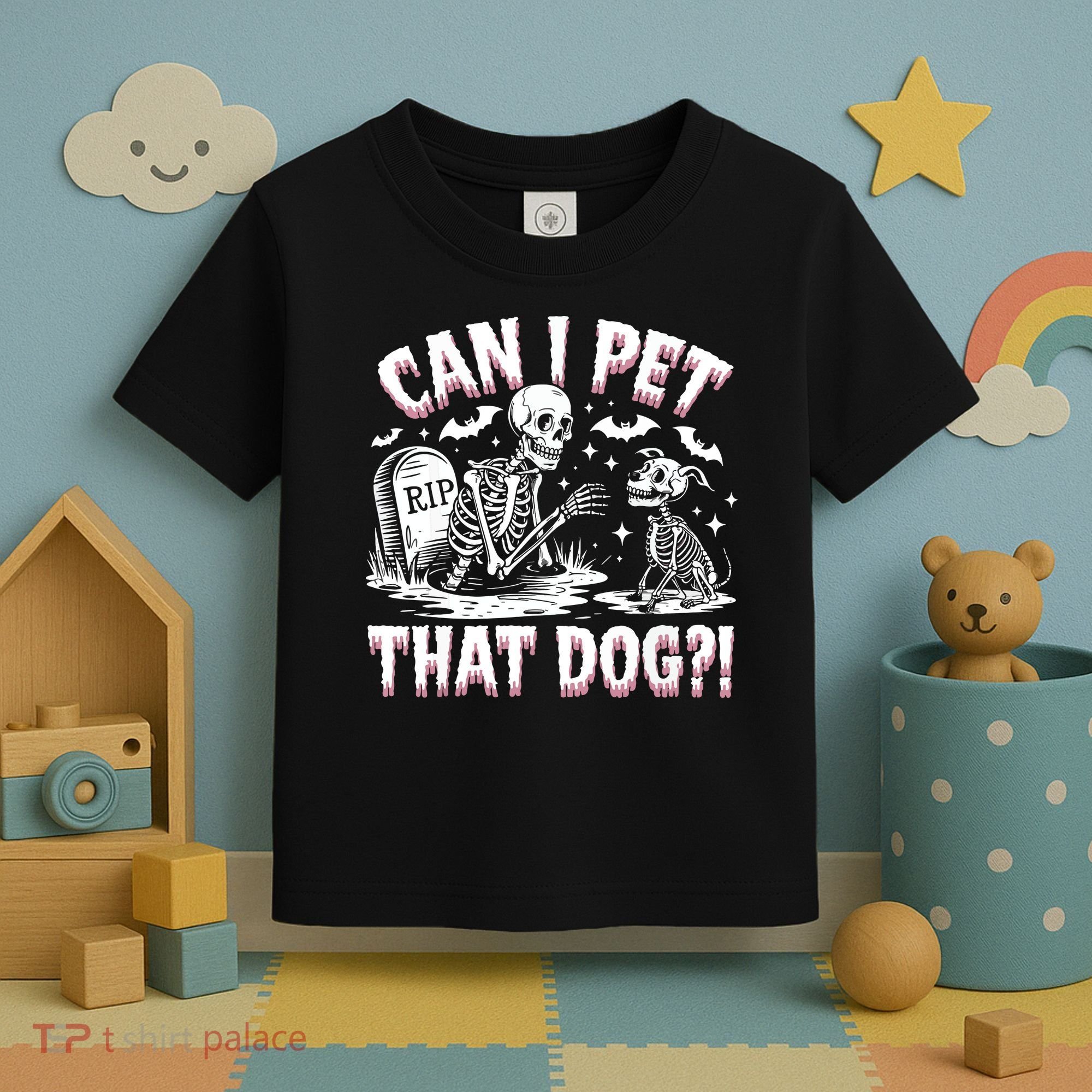 Funny Can I Pet This Dog Skeleton Halloween Dog Skeleton Toddler T-Shirt