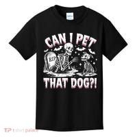 Funny Can I Pet This Dog Skeleton Halloween Dog Skeleton Kids T-Shirt thumb 0