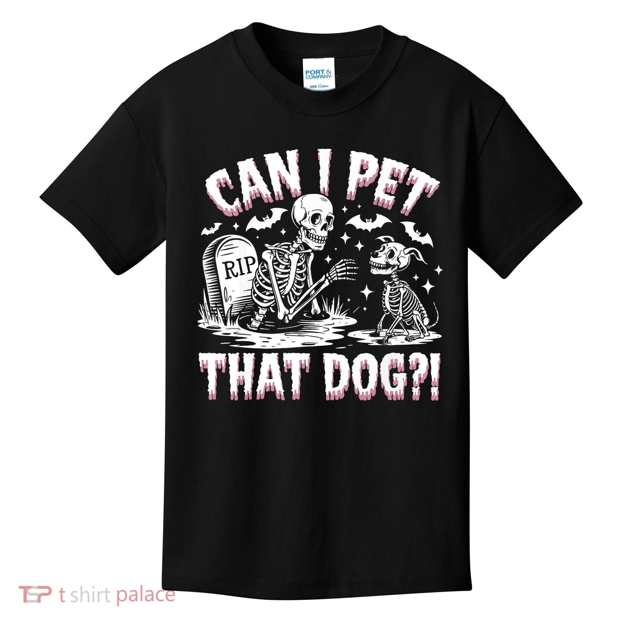 Funny Can I Pet This Dog Skeleton Halloween Dog Skeleton Kids T-Shirt