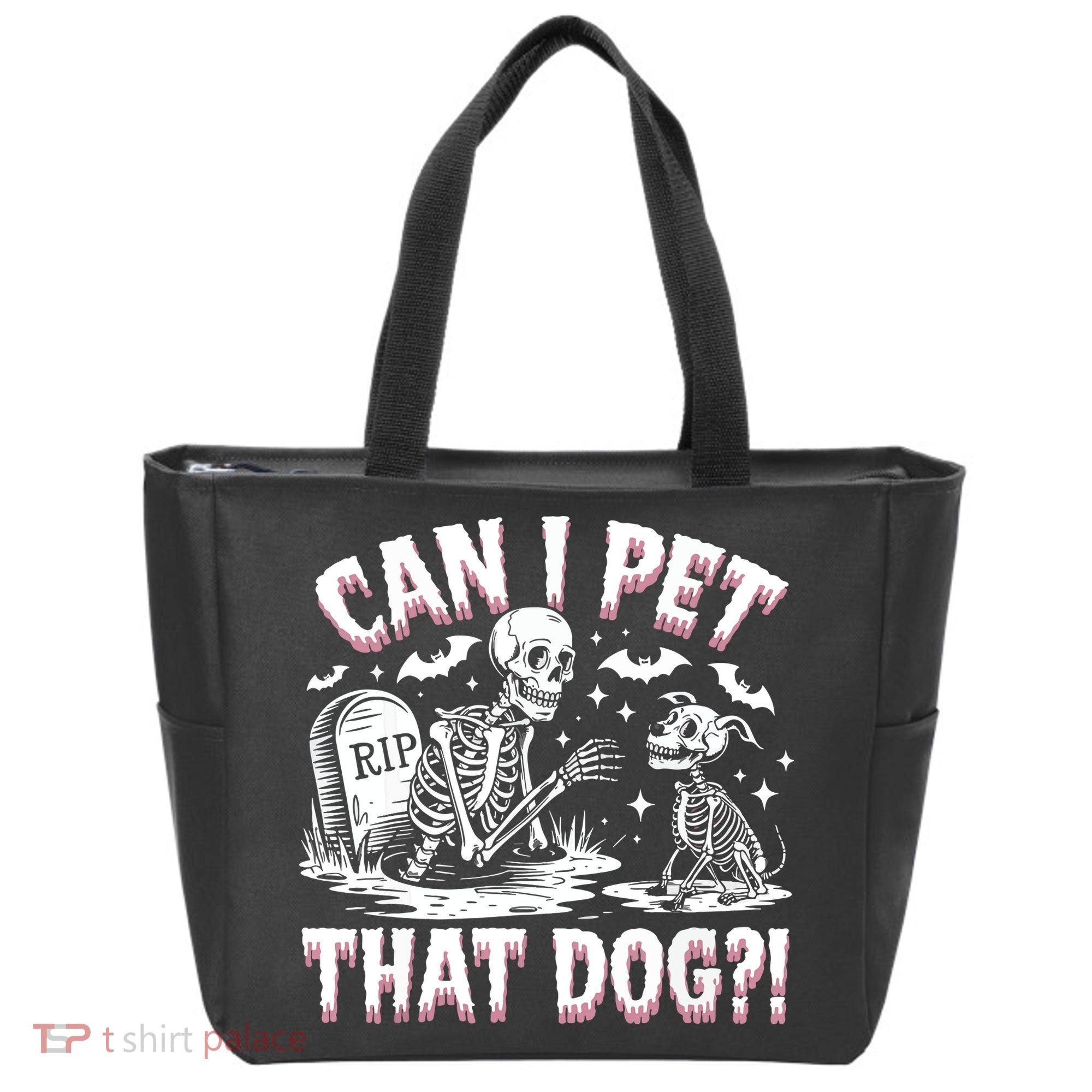 Funny Can I Pet This Dog Skeleton Halloween Dog Skeleton Tote Bag
