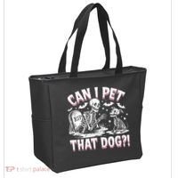 Funny Can I Pet This Dog Skeleton Halloween Dog Skeleton Tote Bag thumb 2